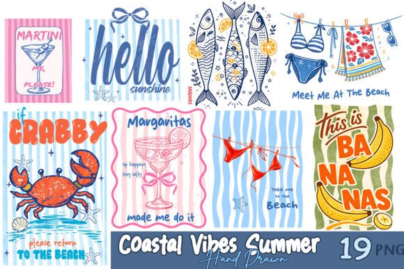 Download Coastal Vibes Summer Hand Drawn Bundle - Coast Collection