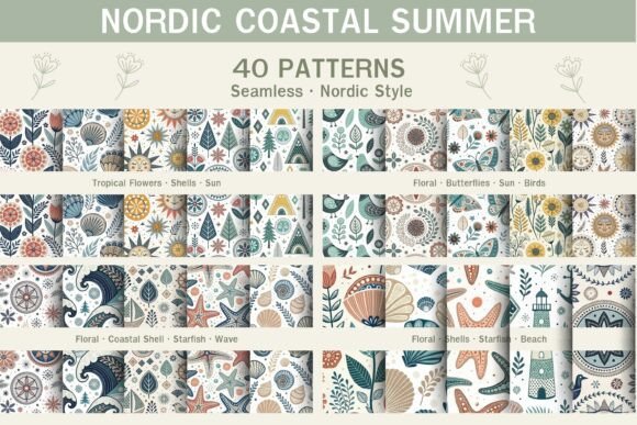 Download Nordic Coastal Summer Digital Paper Pack - Coast Collection