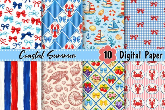 Download Coquette Coastal Summer Digital Paper - Coast Collection