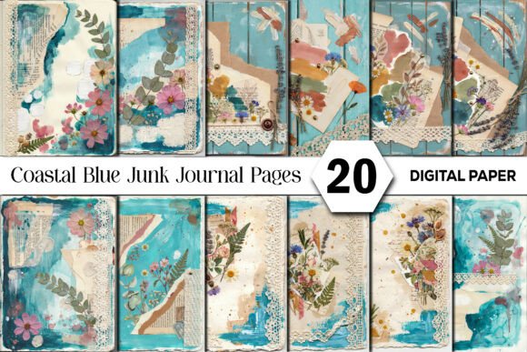 Download Coastal Blue Junk Journal Background - Coast Collection