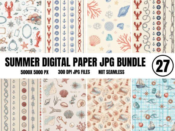 Download Coastal Summer Digital Paper Bundle - Coast Collection