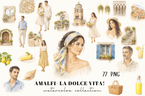 Download Italian Coast Watercolor Clipart - Coast Collection